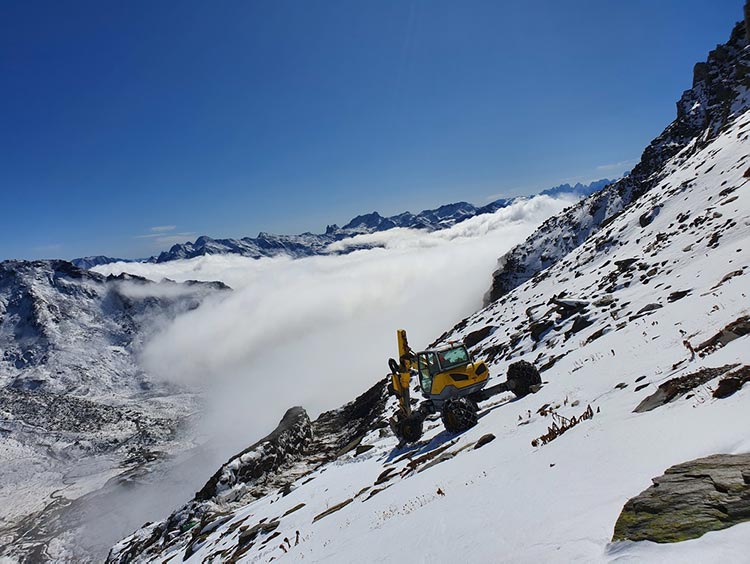 pelle araignée en montagne dans la neige